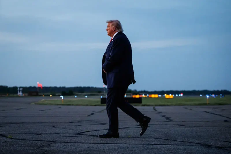‘Ohhh Yeah It Won’t be Long Now!’: Trump’s Leg Buckles and Nearly Sends Him Crashing to the Ground in Scary Moment Caught on Camera