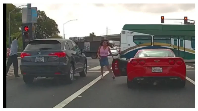 ‘Doesn’t Look Like Her First Time!’: Road Rage Incident Takes Shocking Turn When Woman Jumps Out of Her Corvette at a Stoplight