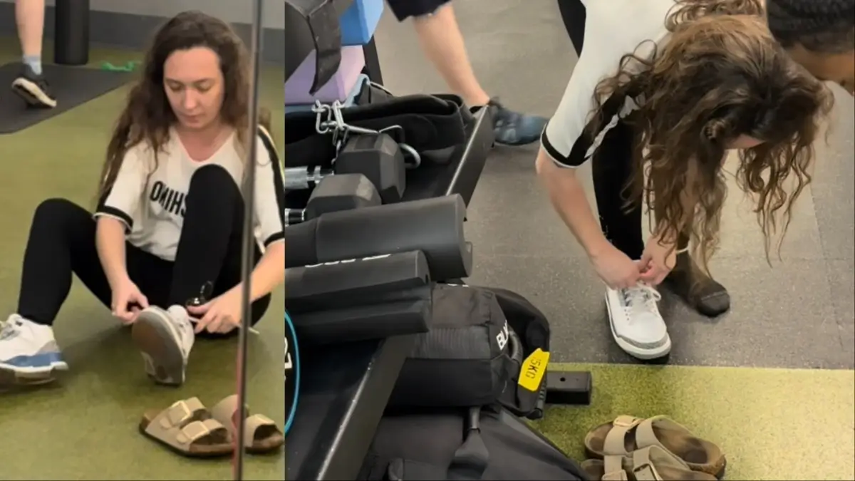 ‘Tied Them Thangs Tight’: White Gymgoer Tries to Walk Away in Black Man’s Jordans—But She Didn’t Count on What He Did Next
