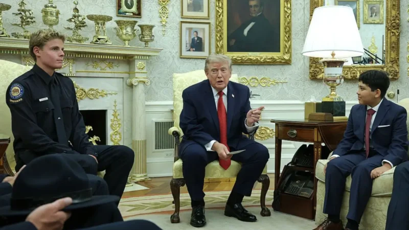 ‘Why Are People Laughing?’: Trump Honors Teen Lifeguard During Oval Office Meeting, Then Leans In to Whisper Something Cruel to a 10-Year-Old